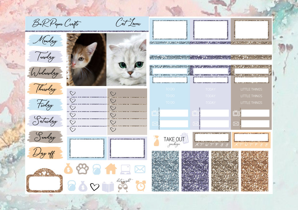 Cat lover Micro kit | Standard Vertical  Planner Stickers