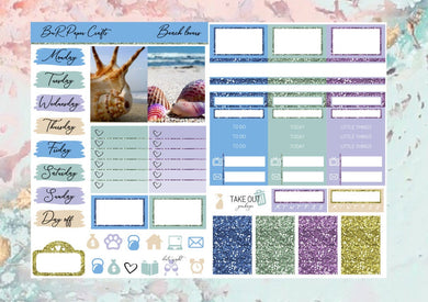 Beach love Micro kit | Standard Vertical Planner Stickers