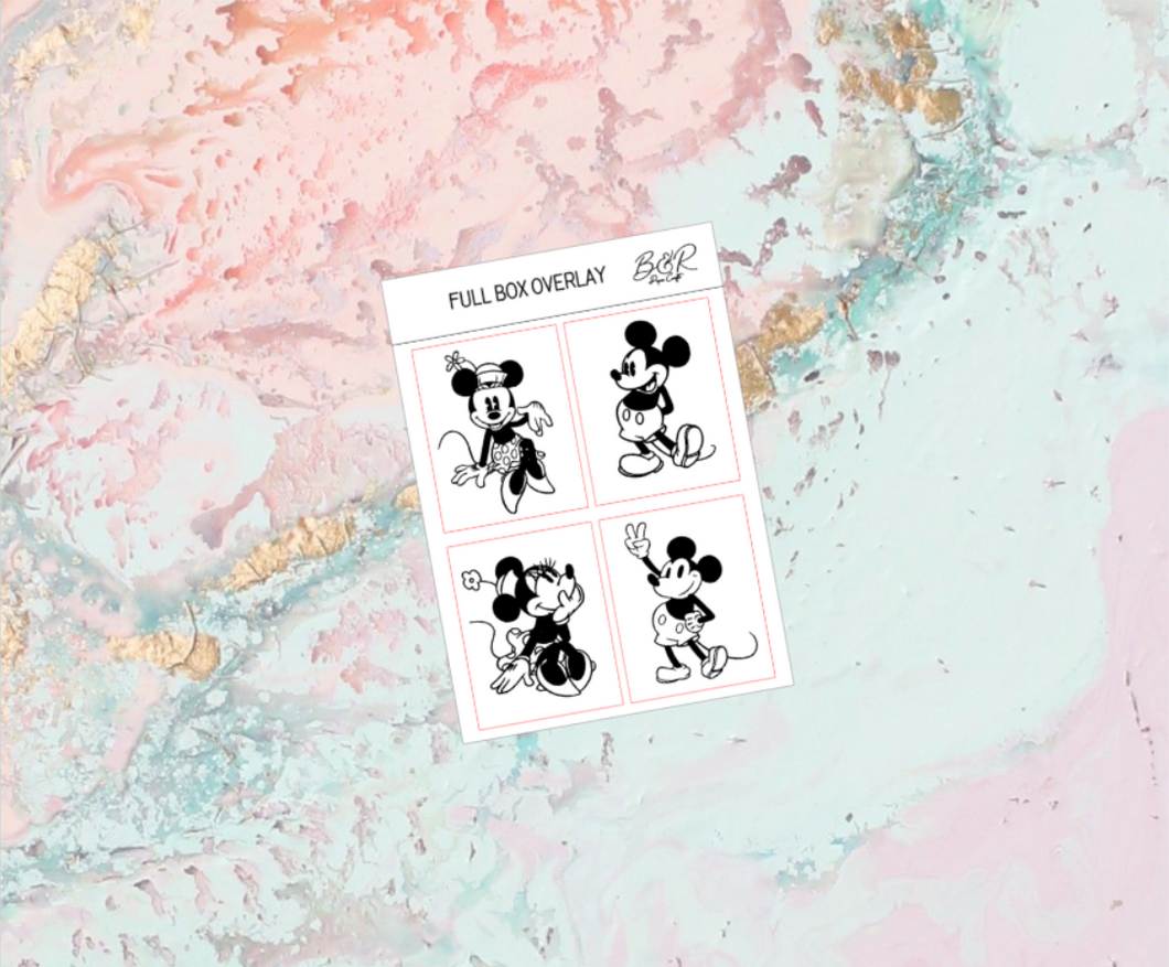 Minnie and Mickey Full boxes foil overlays | Foil Planner Stickers