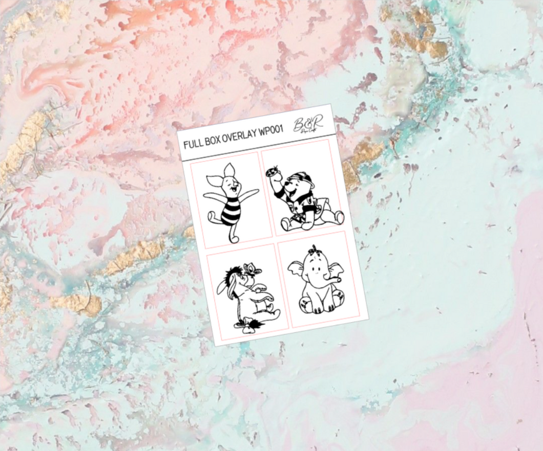 Winnie the pooh WP001 Full boxes foil overlays | Foil Planner Stickers