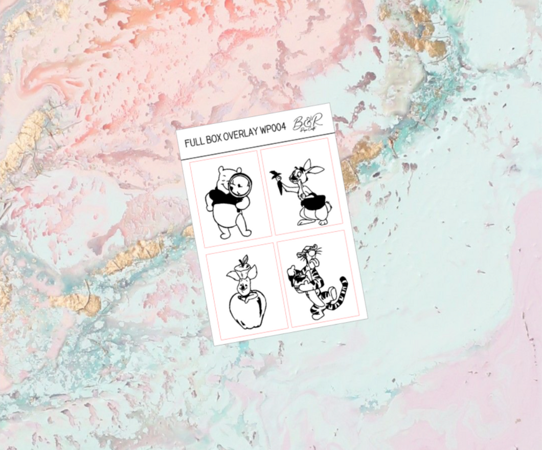 Winnie the pooh WP004 Full boxes foil overlays | Foil Planner Stickers